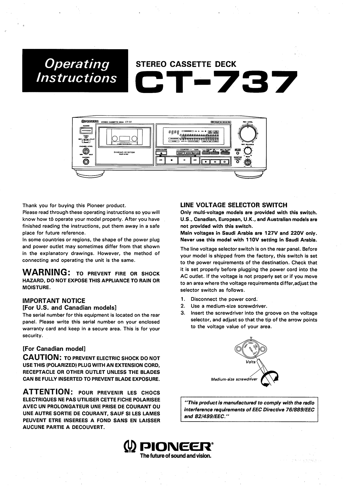 Pioneer CT-737 Owners manual