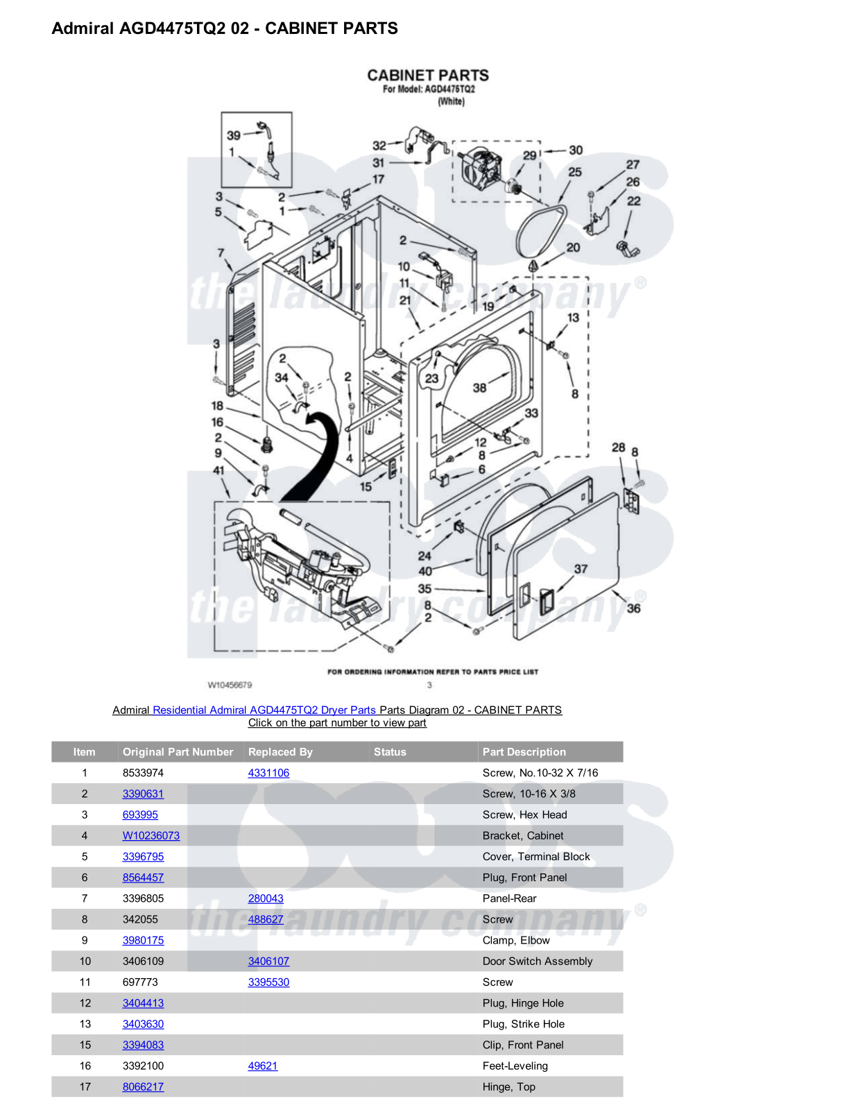 Admiral AGD4475TQ2 Parts Diagram