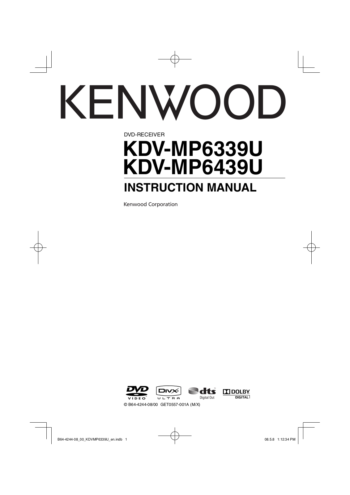 Kenwood KDV-MP6439U, KDV-MP6339U User Manual