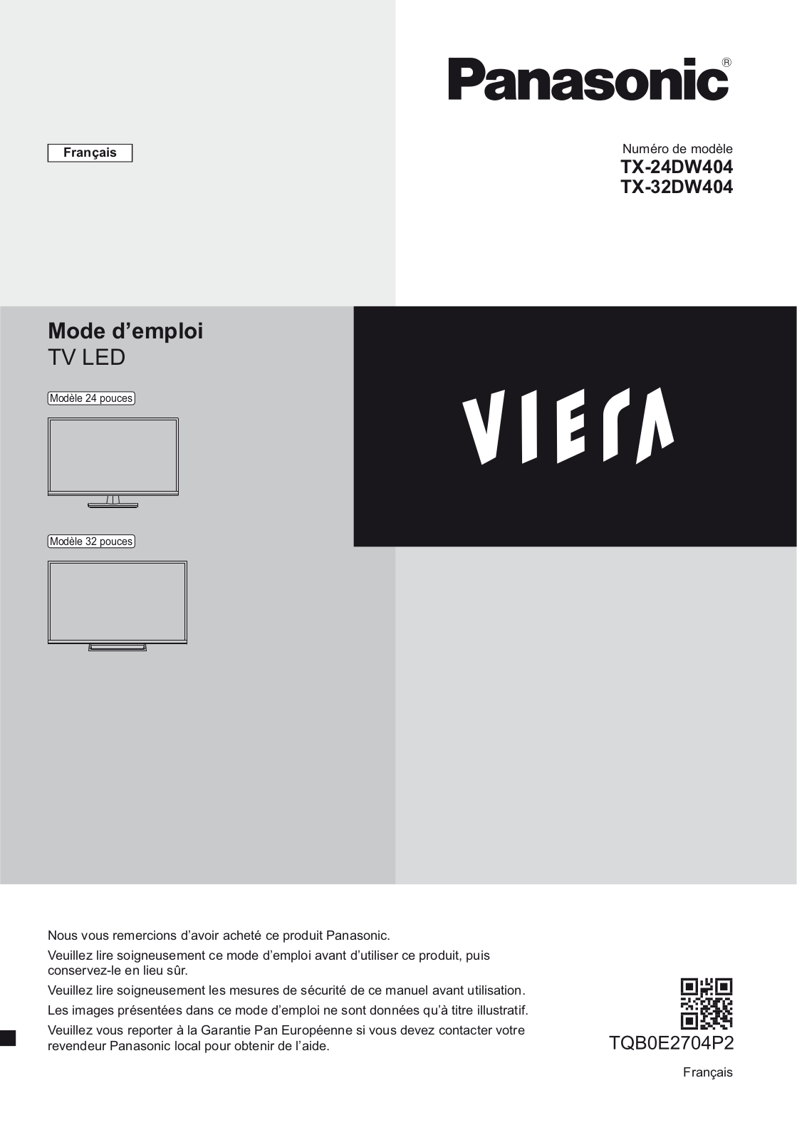 PANASONIC TX24DW404, TX32DW404 User Manual