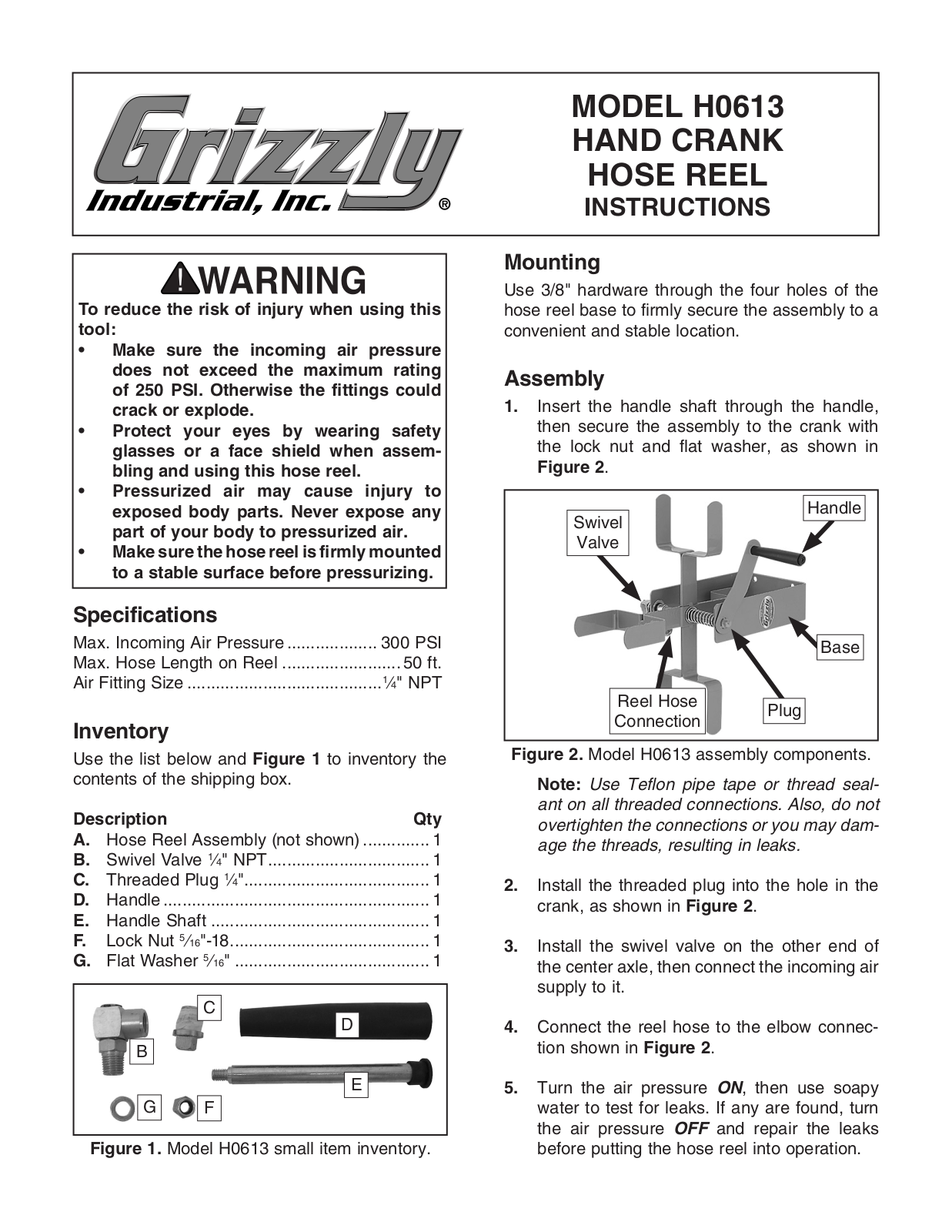 Grizzly H0613 User Manual