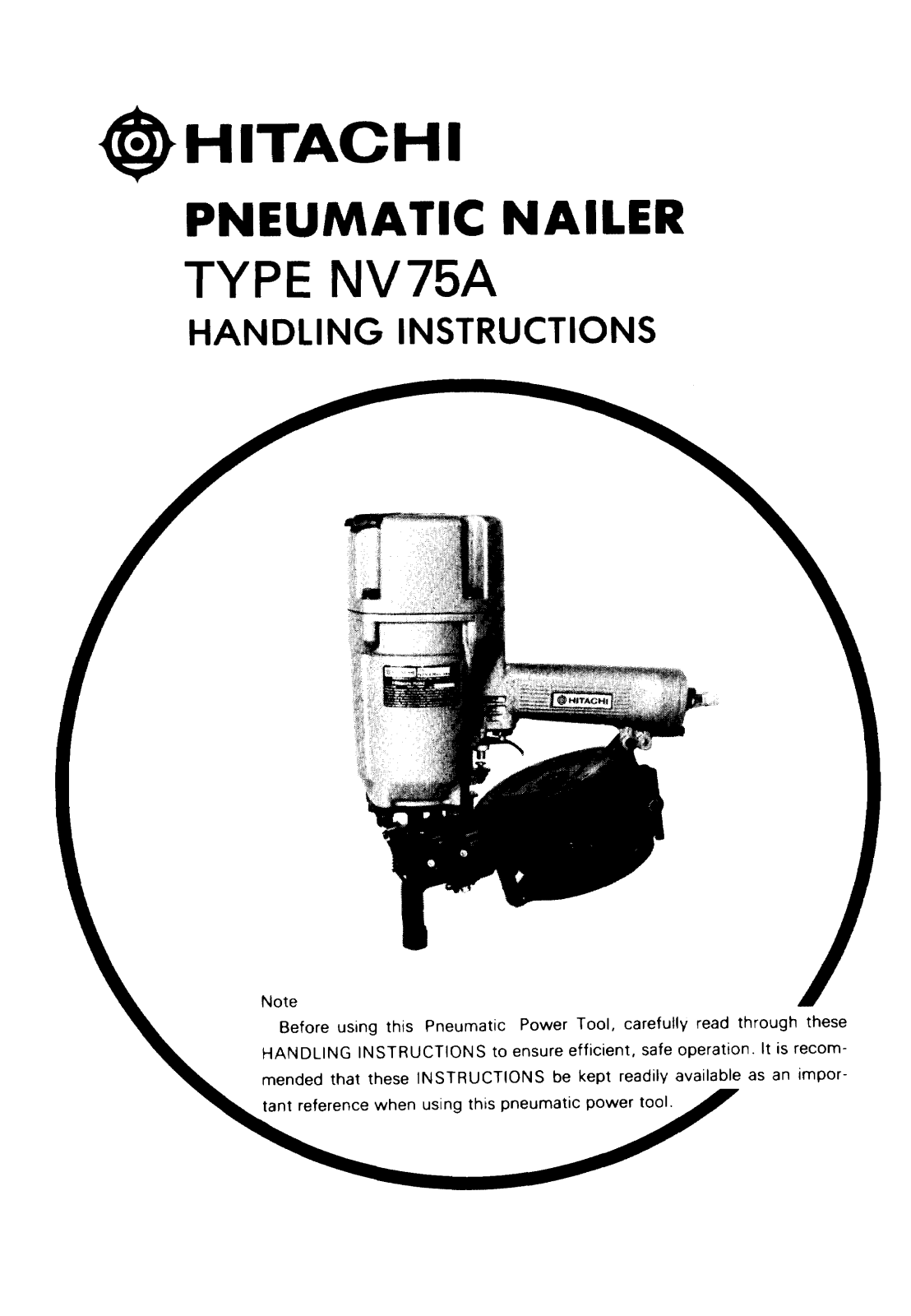 Hitachi NV75A User Manual