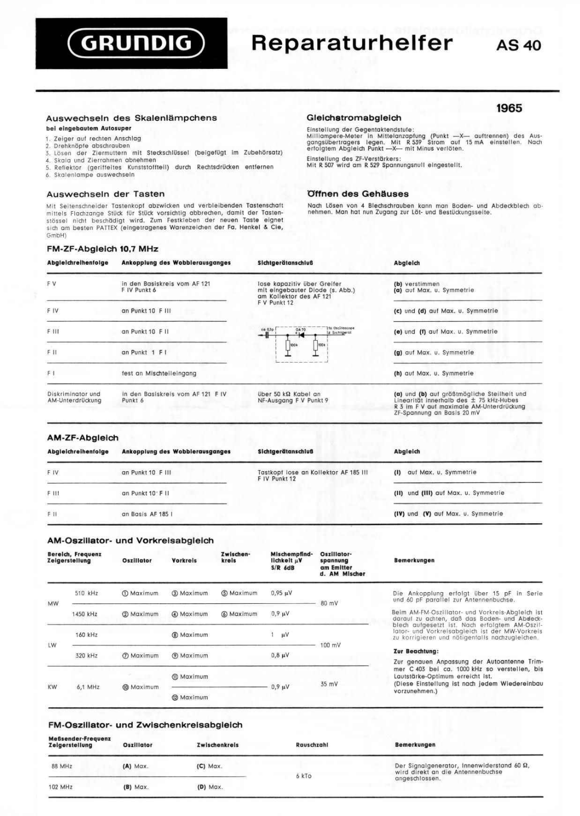 Grundig AS-40 Service Manual