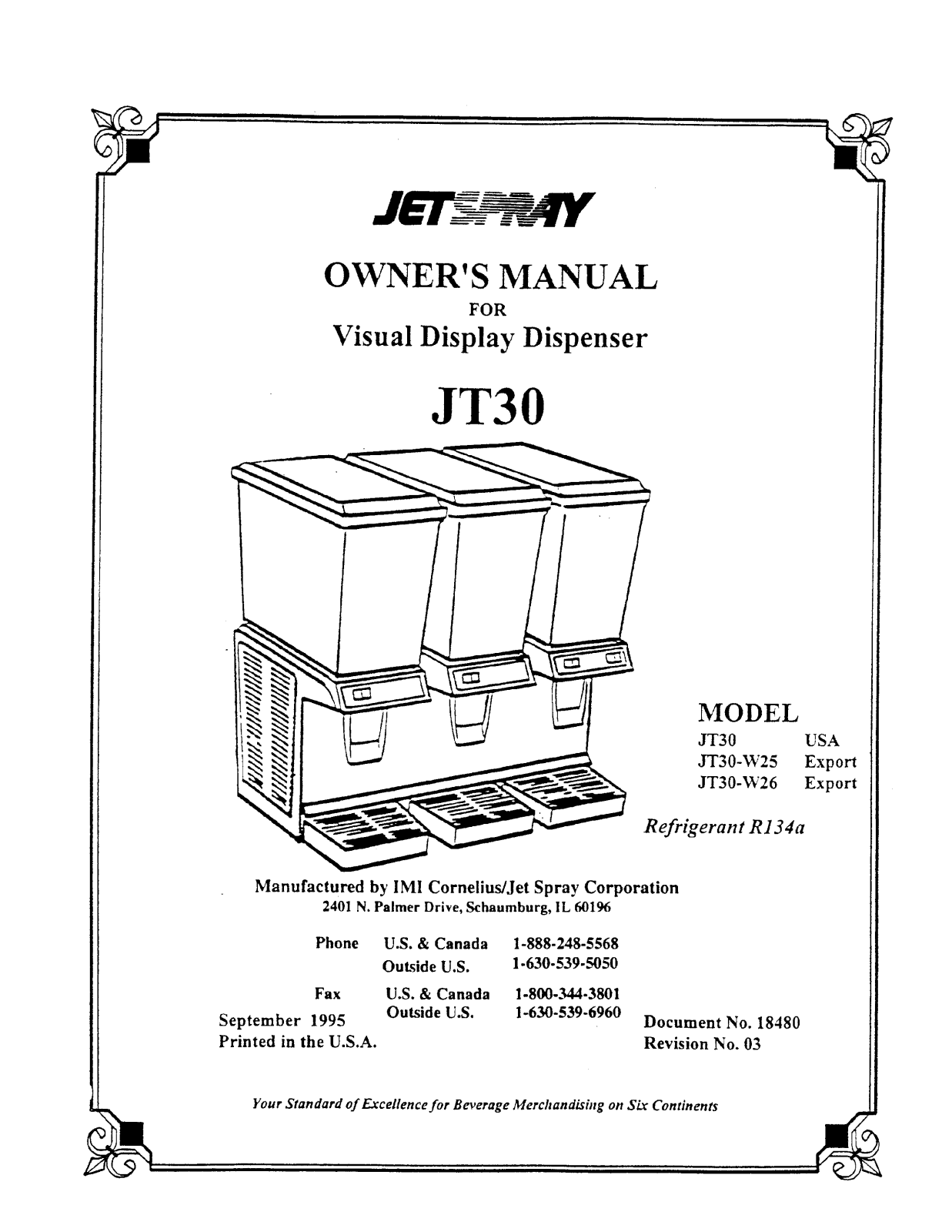 Cornelius JT30-W25 Installation  Manual