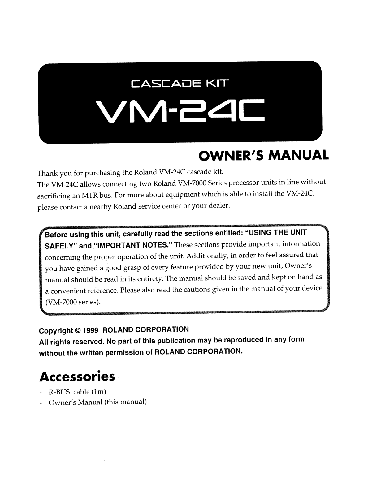 Roland Corporation VM-24C Owner's Manual