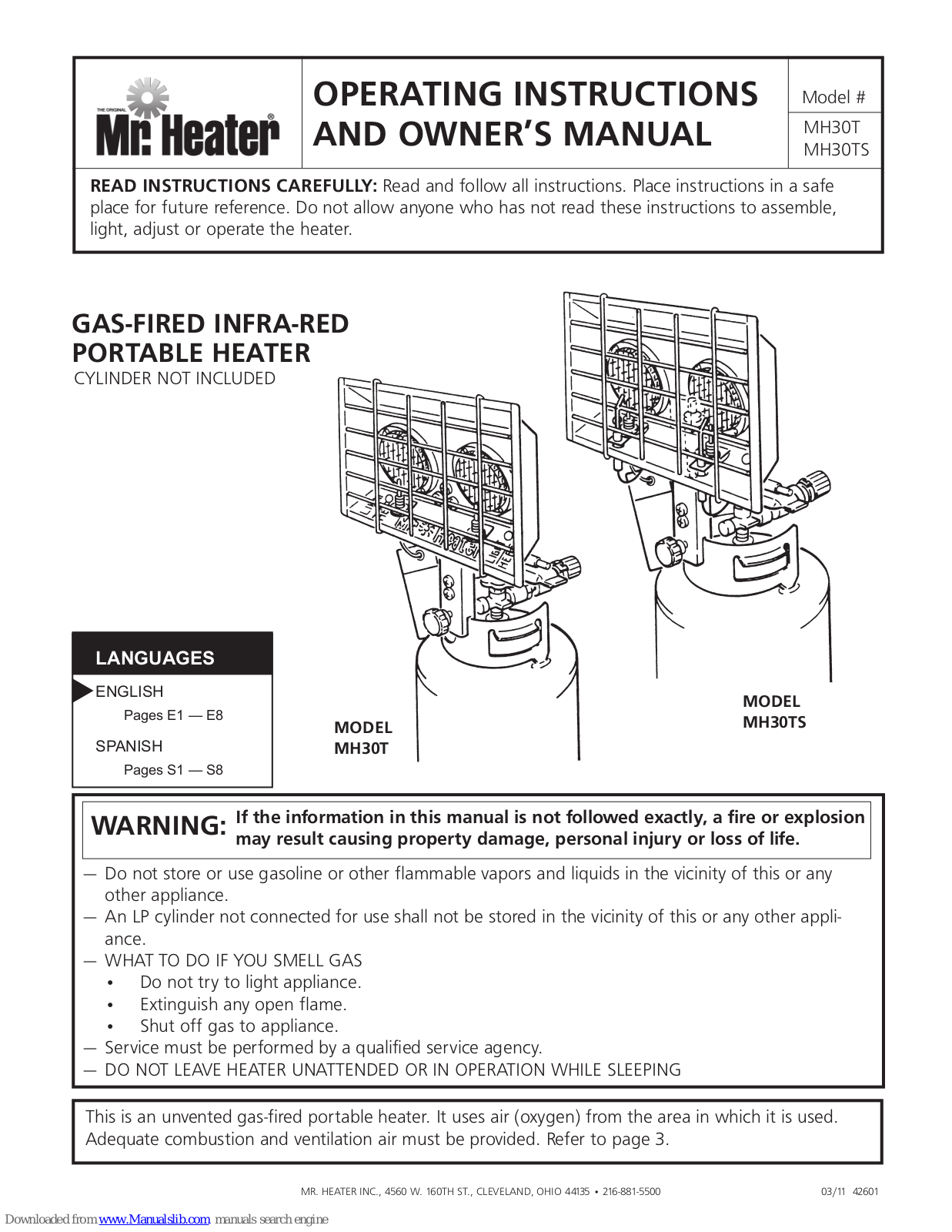 Mr. Heater MH30T, MH30TS Owner's Manual