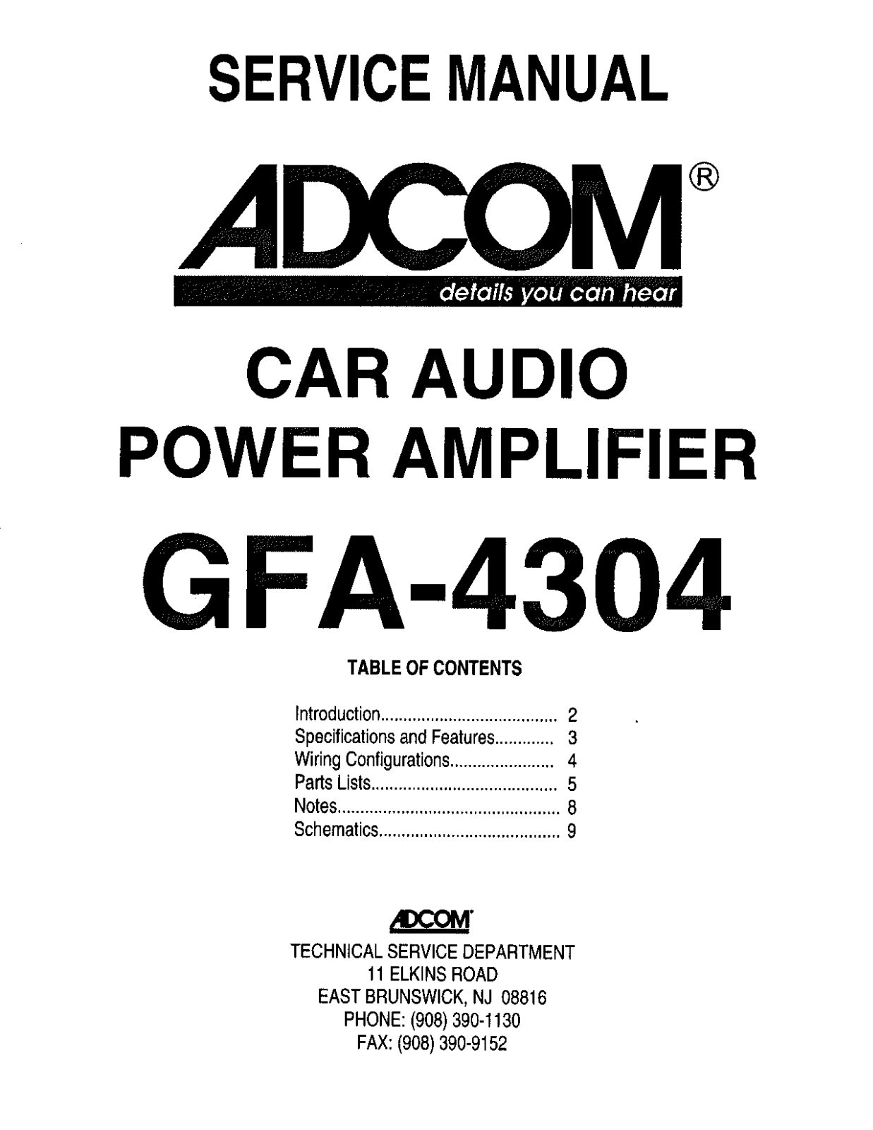 Adcom GFA-4304 Service manual