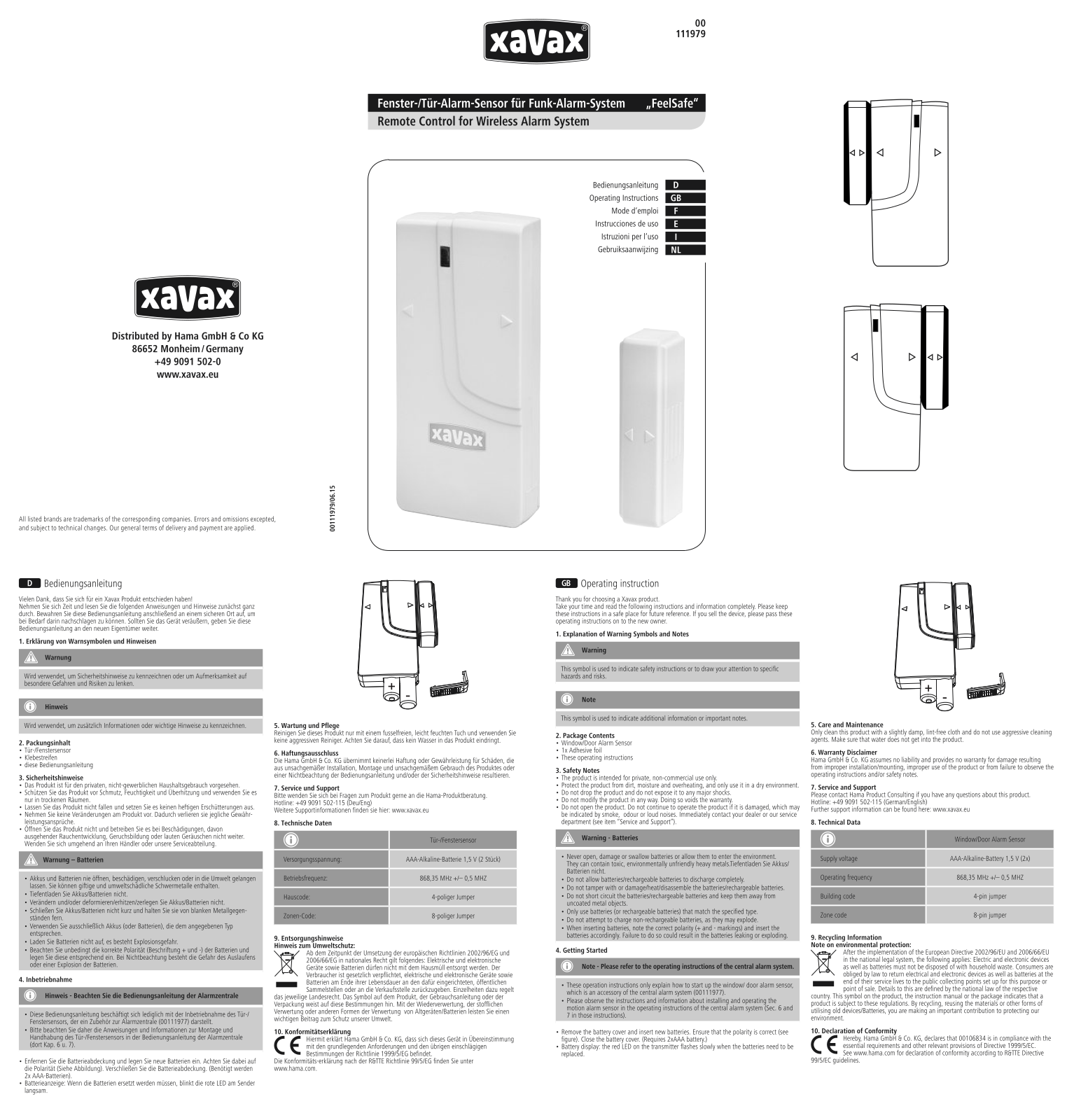 Xavax 00111979 operation manual