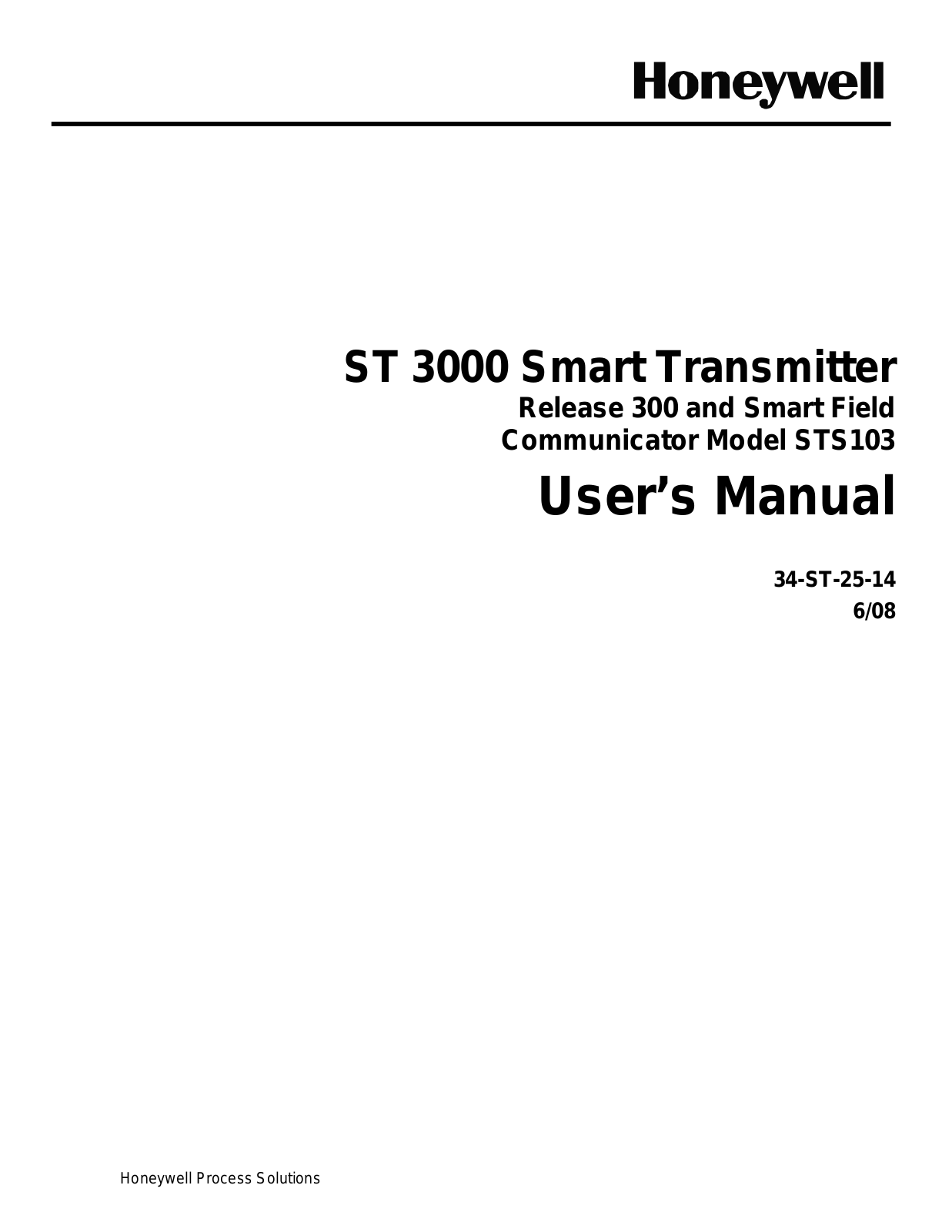 Honeywell ST 3000 User Manual