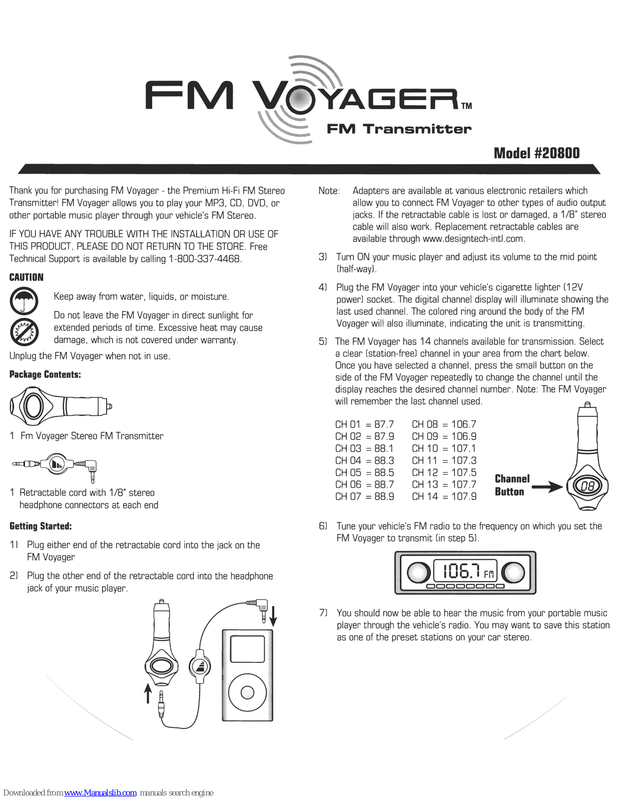 DesignTech 20800, FM Voyager 20800 Quick Manual - ManualMachine.com