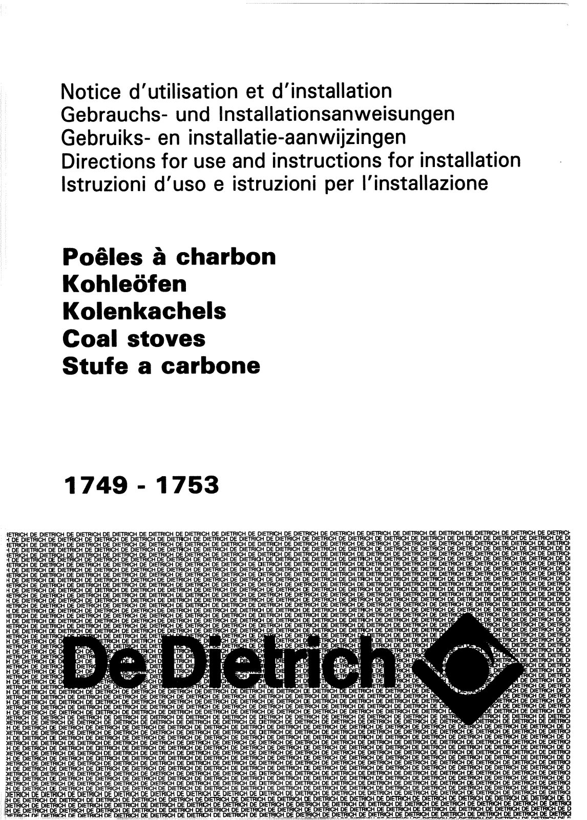 De dietrich 1749, 1753 User Manual