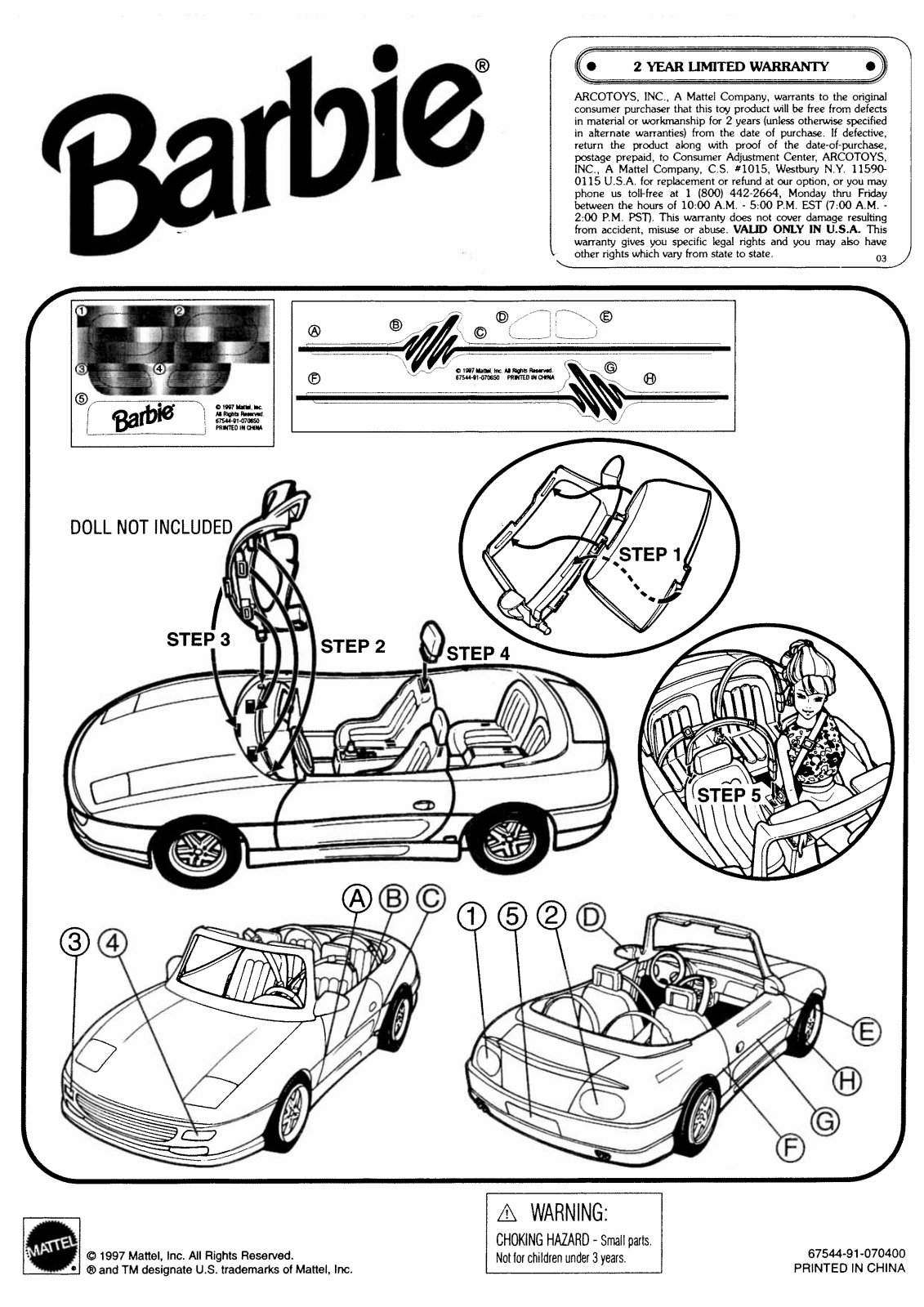 Fisher-Price 67544 Instruction Sheet