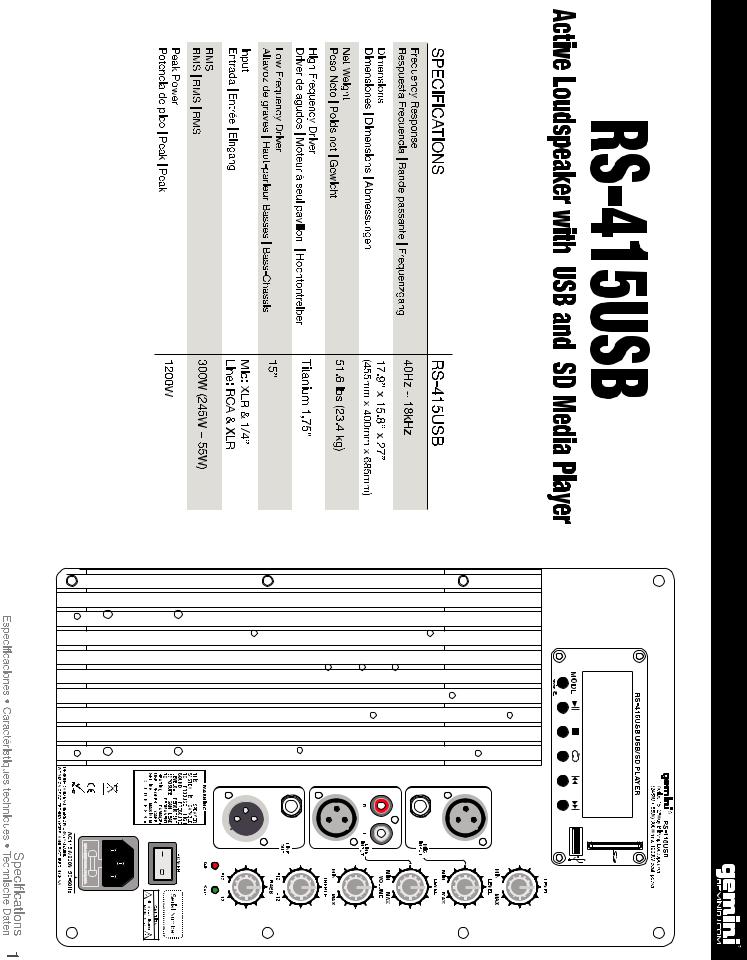 Gemini RS-415USB User Manual