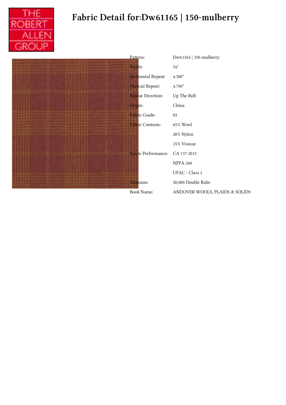 Duralee CRAL5941 Specifications - ManualMachine.com