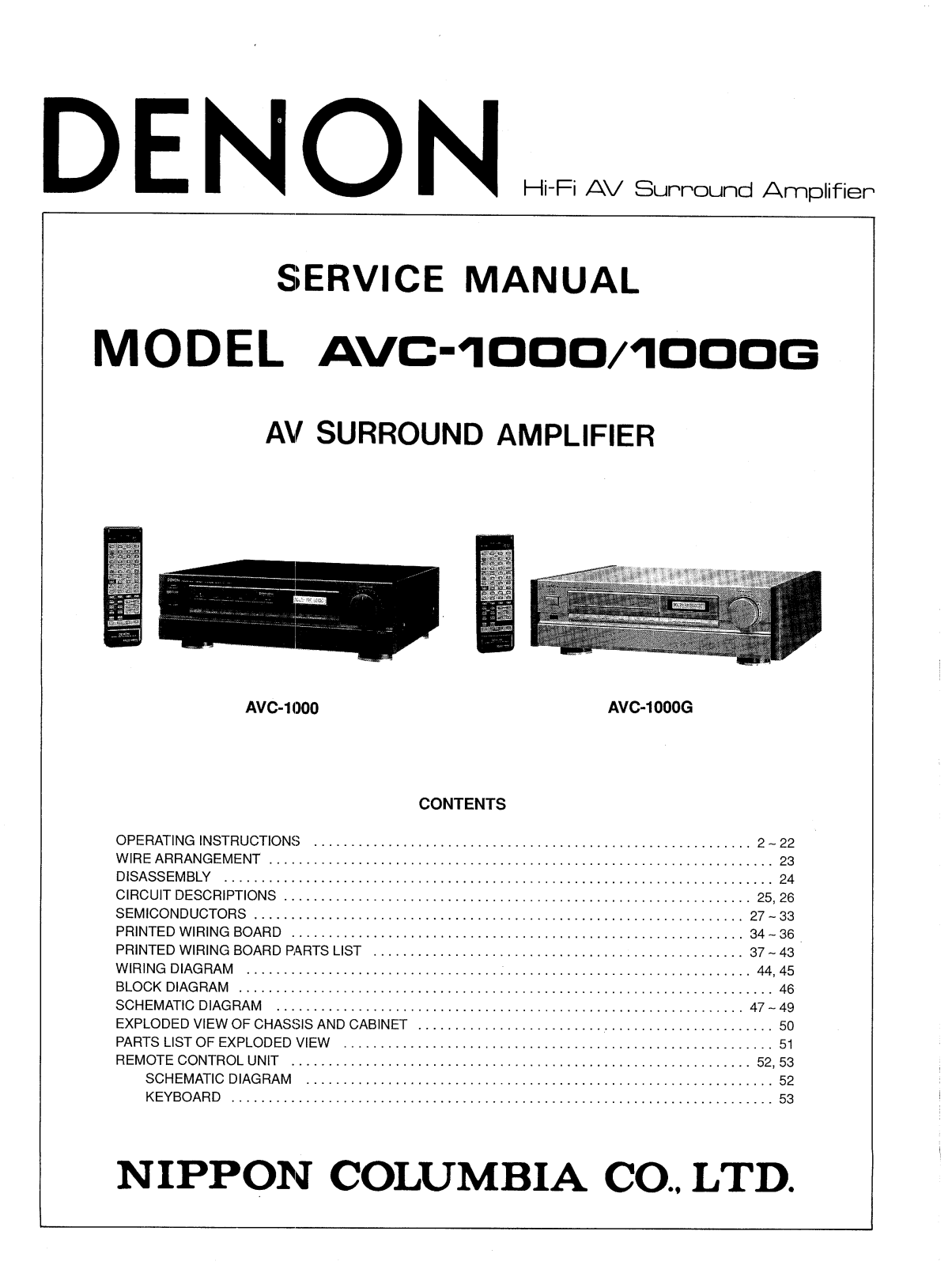 Denon AVC-1000G SERVICE MANUAL