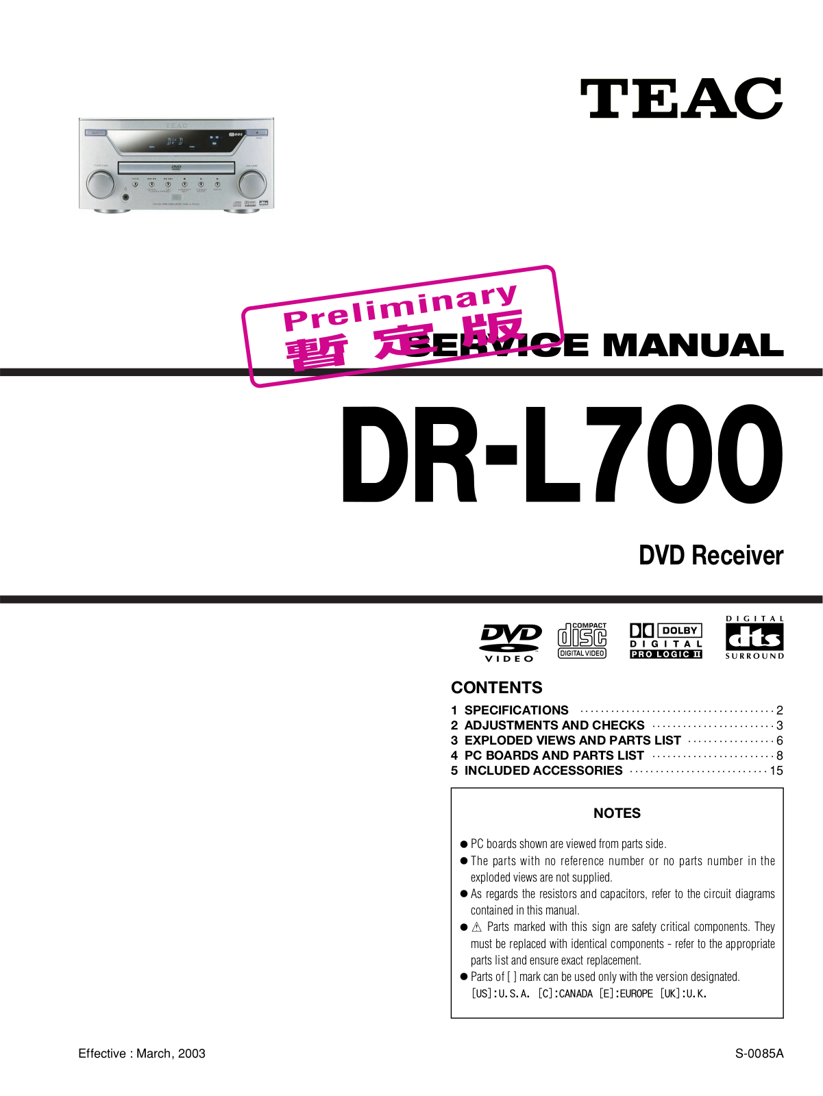 TEAC DRL-700 Service manual