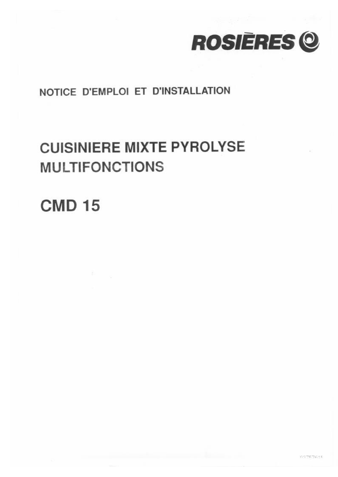 ROSIERES CMD 15 User Manual