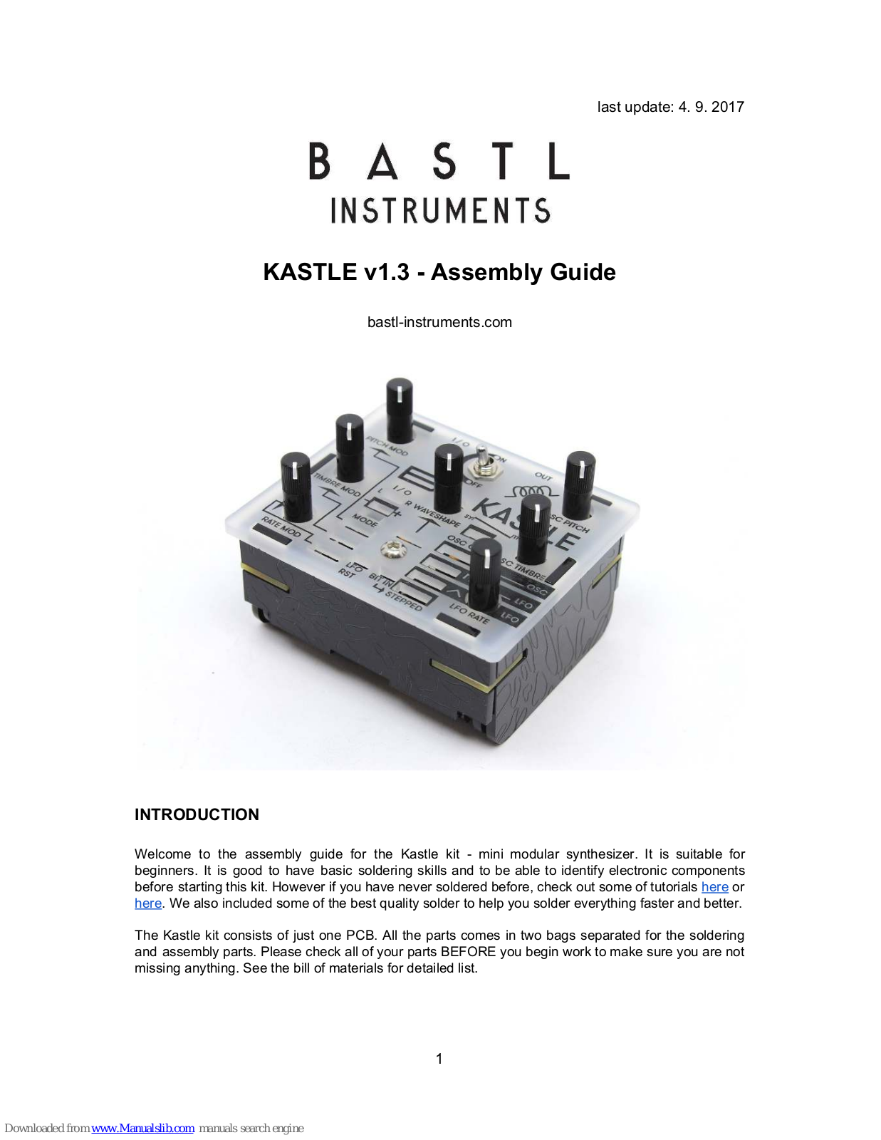 Bastl Instruments KASTLE v1.3 Assembly Manual - ManualMachine.com