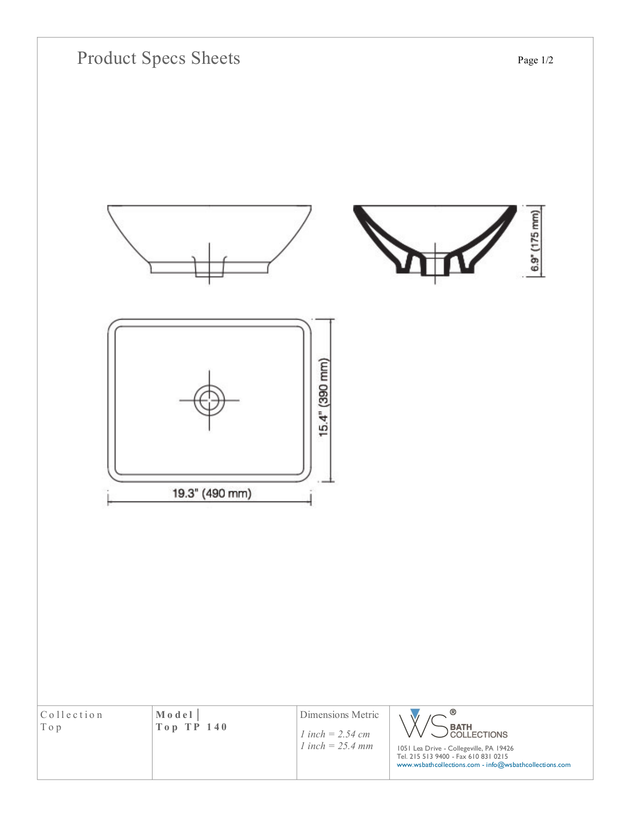 WS Bath Collections WSO3129 Specifications - ManualMachine.com