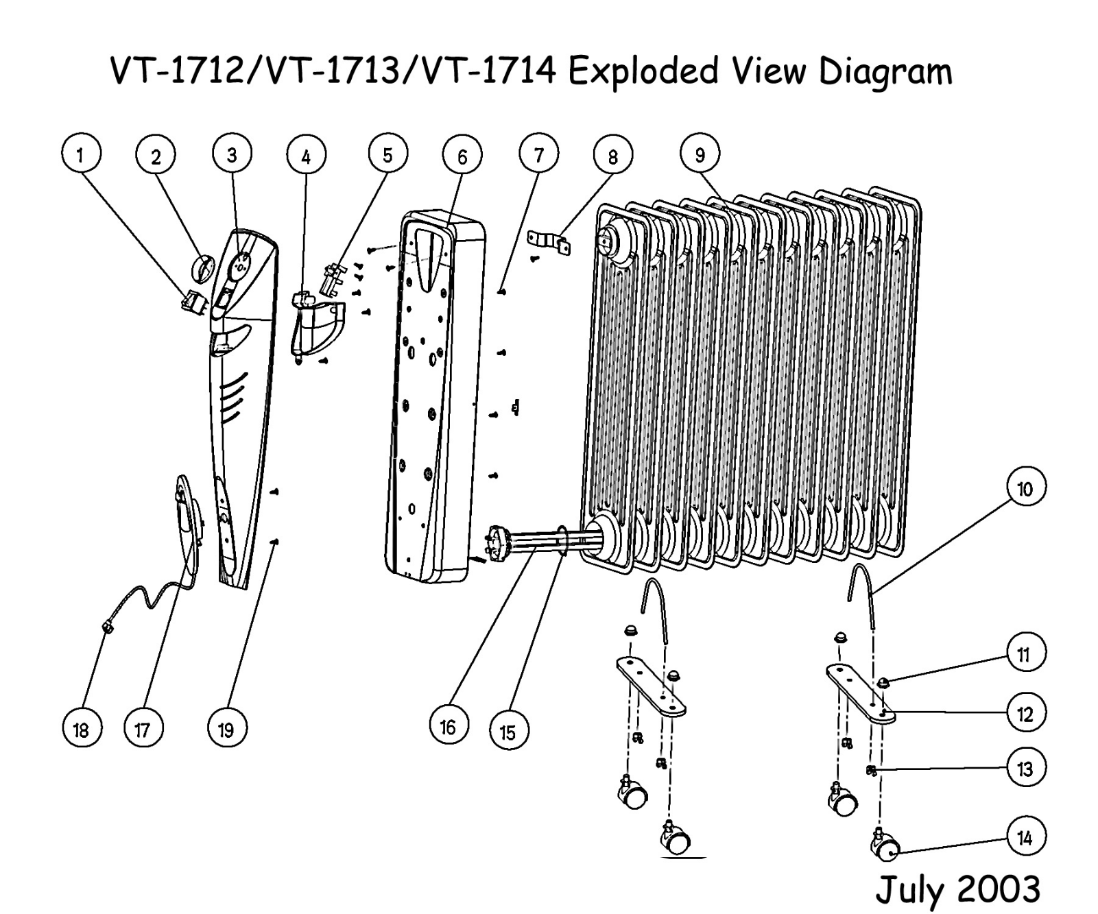 Vitek VT-1712, VT-1713, VT-1714 Exploded View