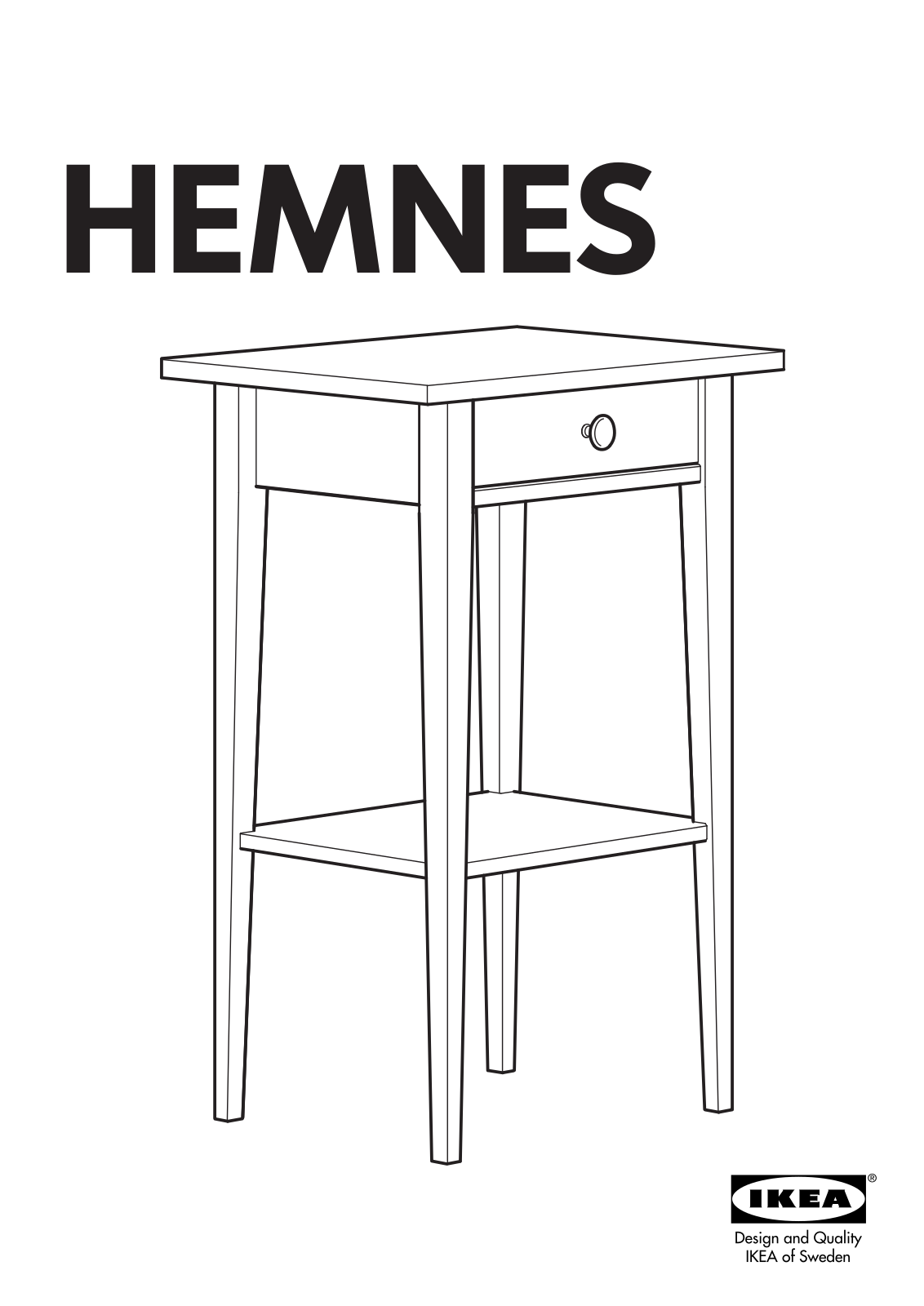 IKEA HEMNES BEDSIDE TABLE 18X14 Assembly Instruction