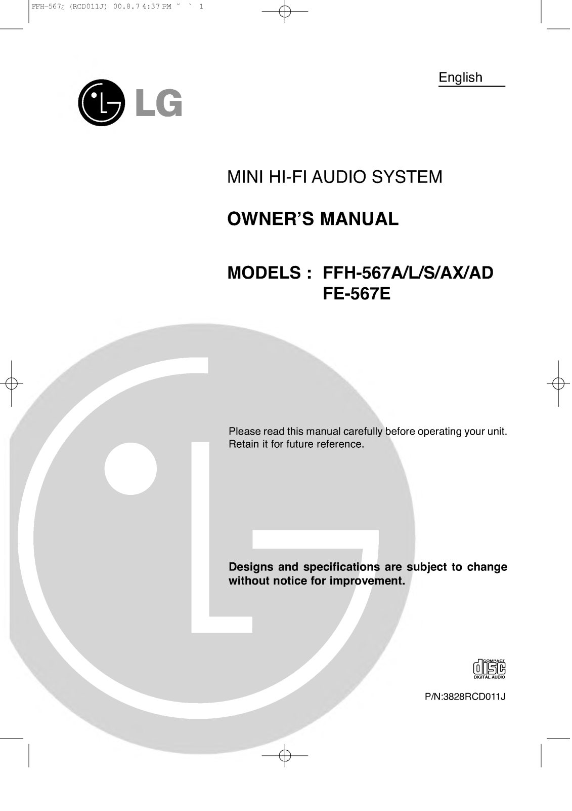 LG FFH-567A User Manual