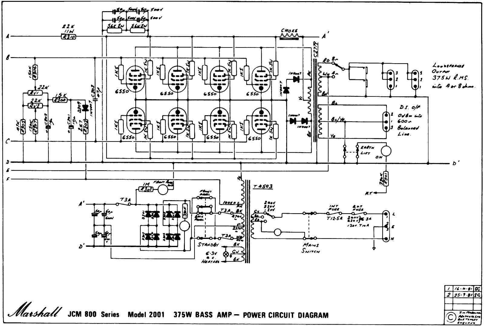 Marshall 2001-375W-Bass-Amp-Pwr-2 Schematic