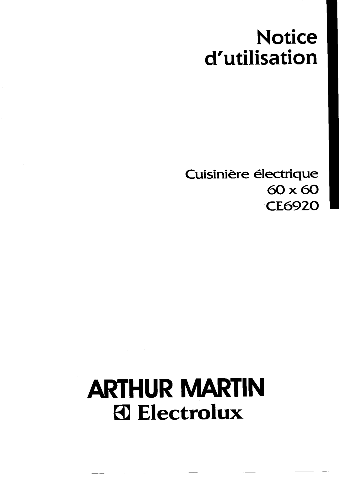 Arthur martin CE6920 User Manual