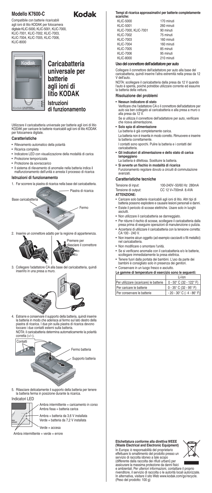 Kodak K7600-C User Manual