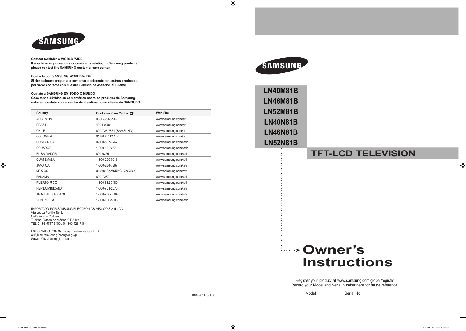 SAMSUNG LN40N81B User Manual