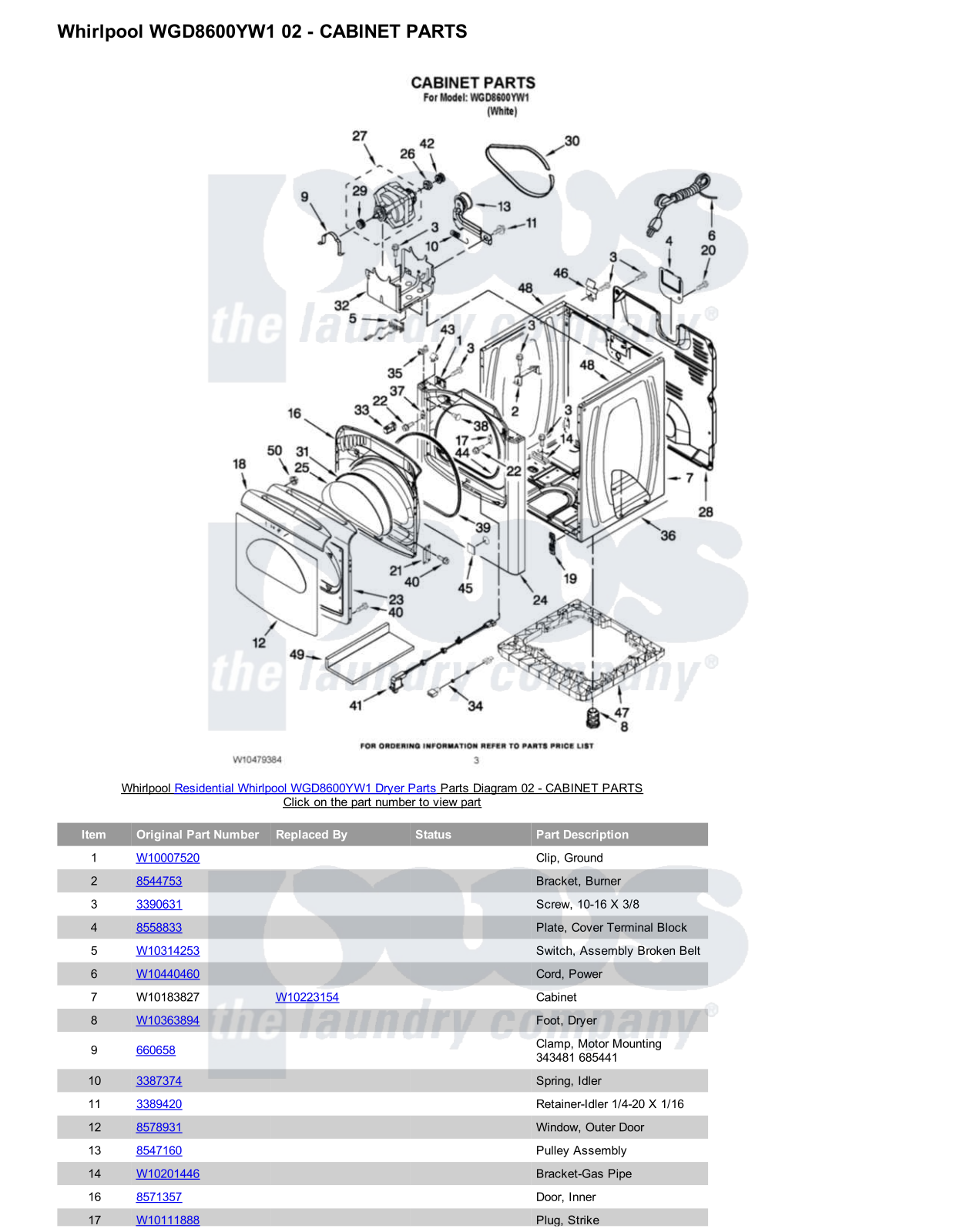 Whirlpool WGD8600YW1 Parts Diagram