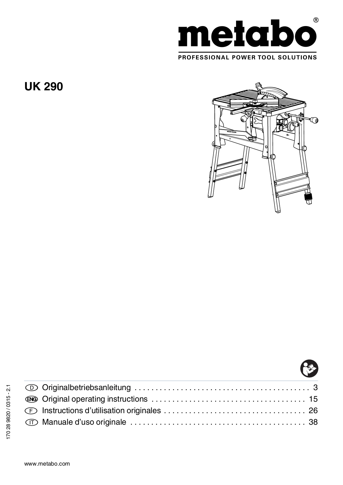 Metabo UK 290 Original Operating Instructions