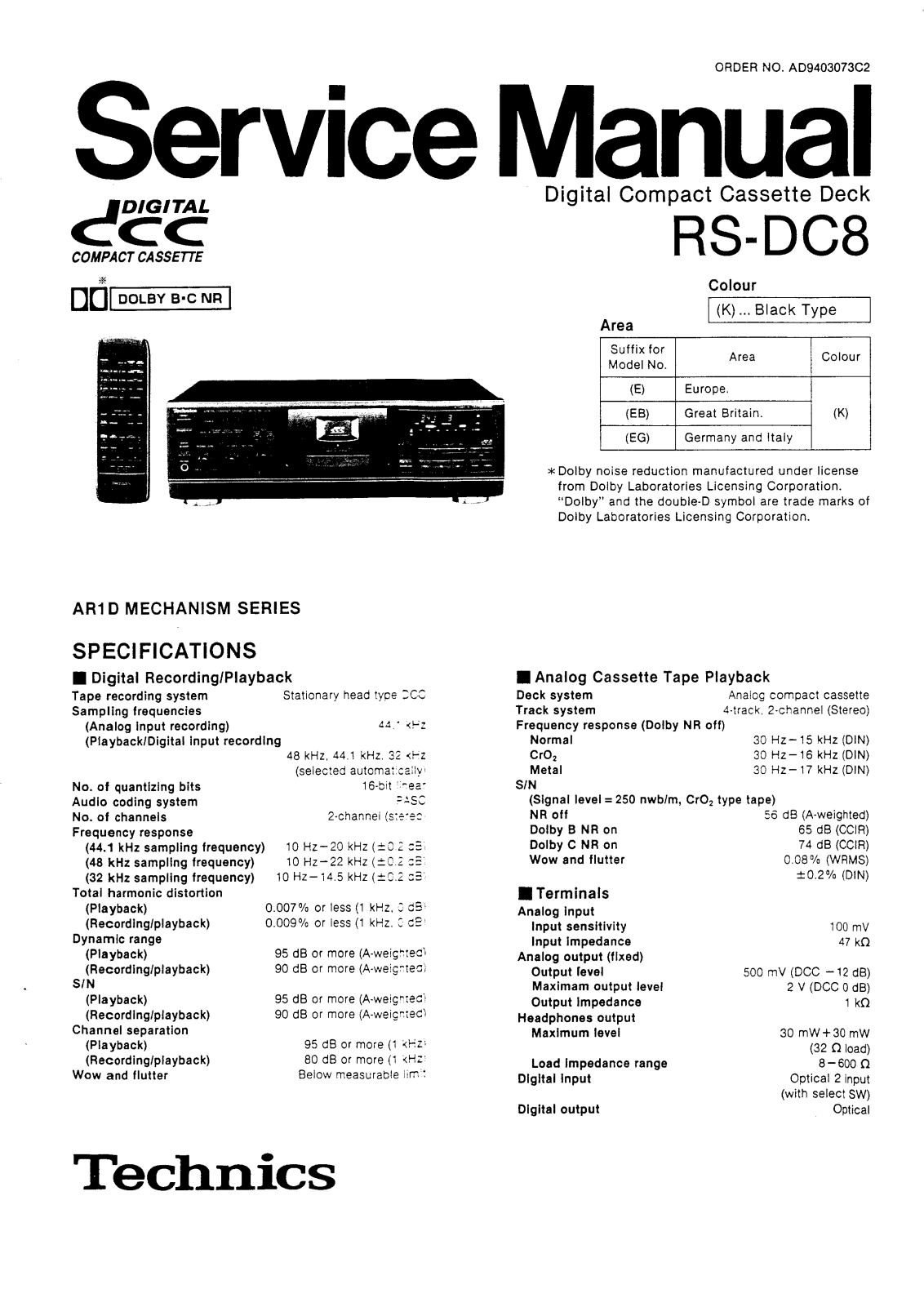 Technics RSDC-8 Service manual