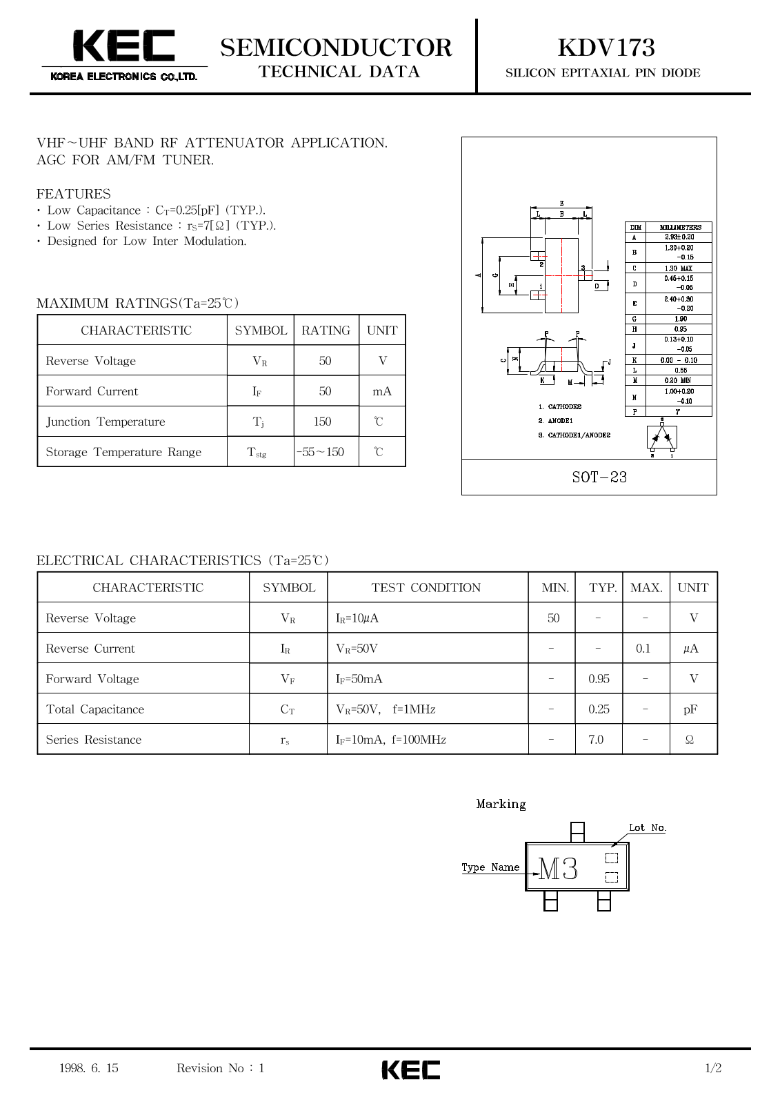 KEC KDV173 Datasheet