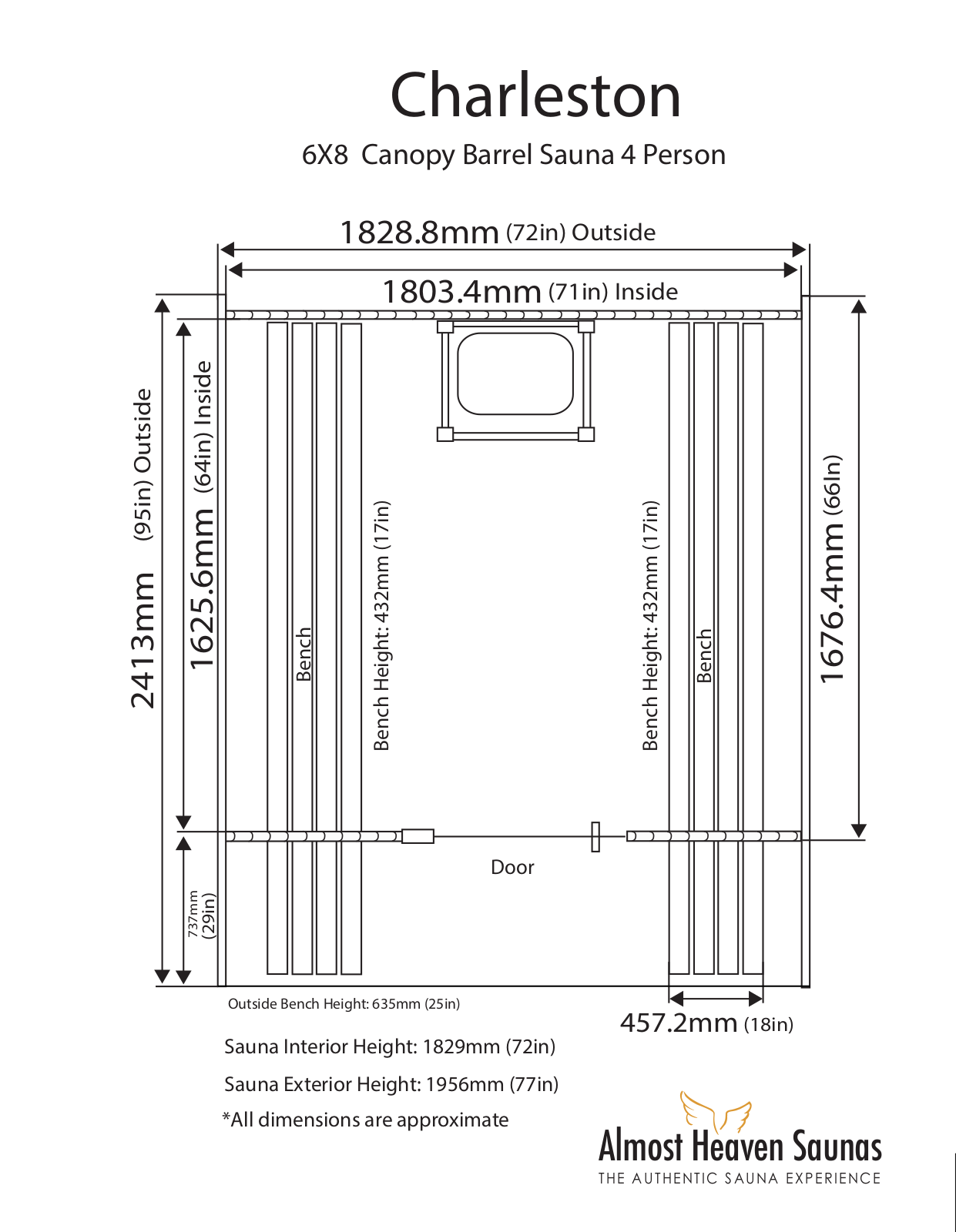 Almost Heaven AHCPY62RU Technical Drawing - ManualMachine.com
