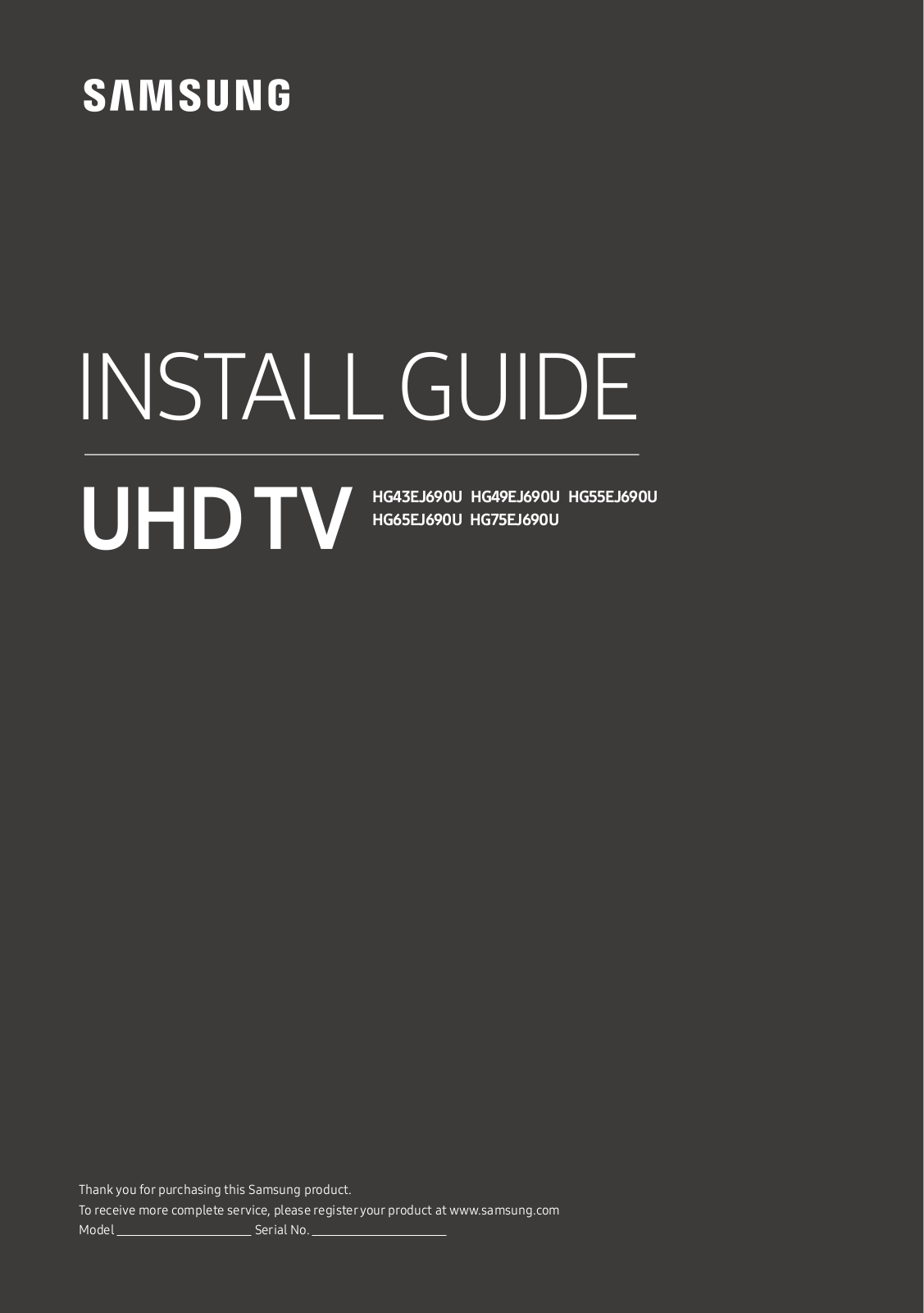 Samsung HG49EJ690UBXXU Quick Start Guide