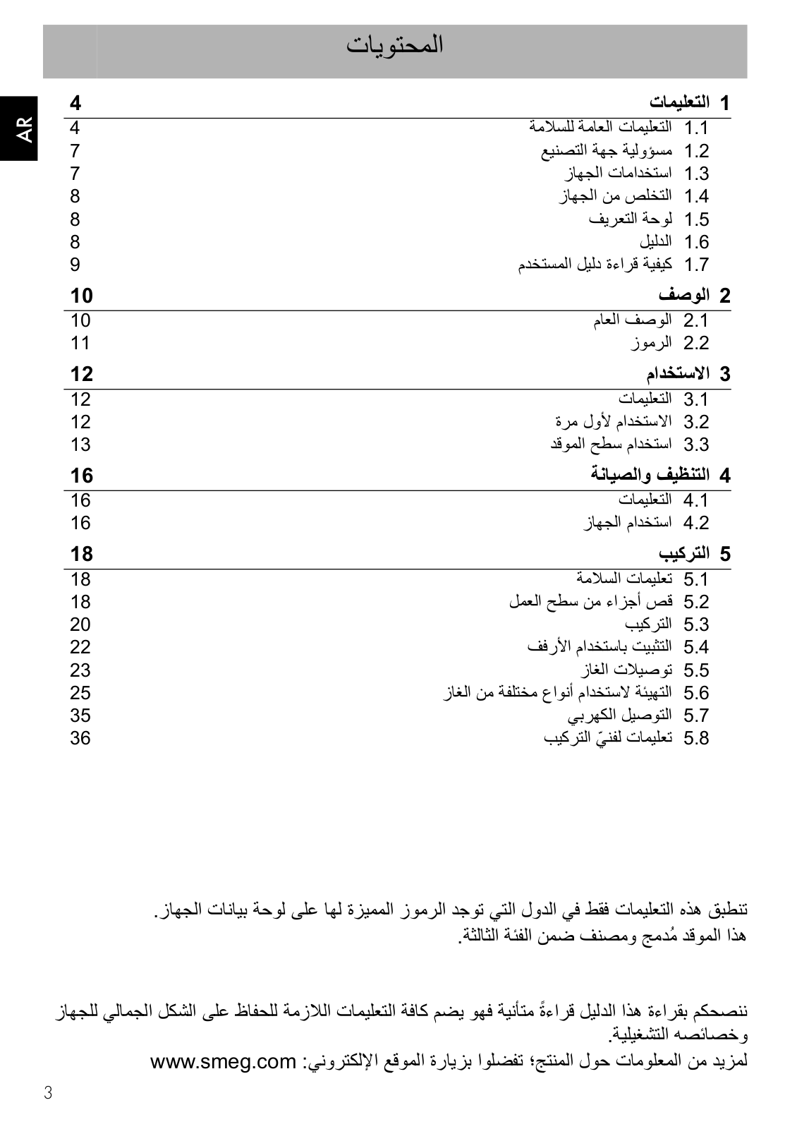 Smeg PX364LSA User manual