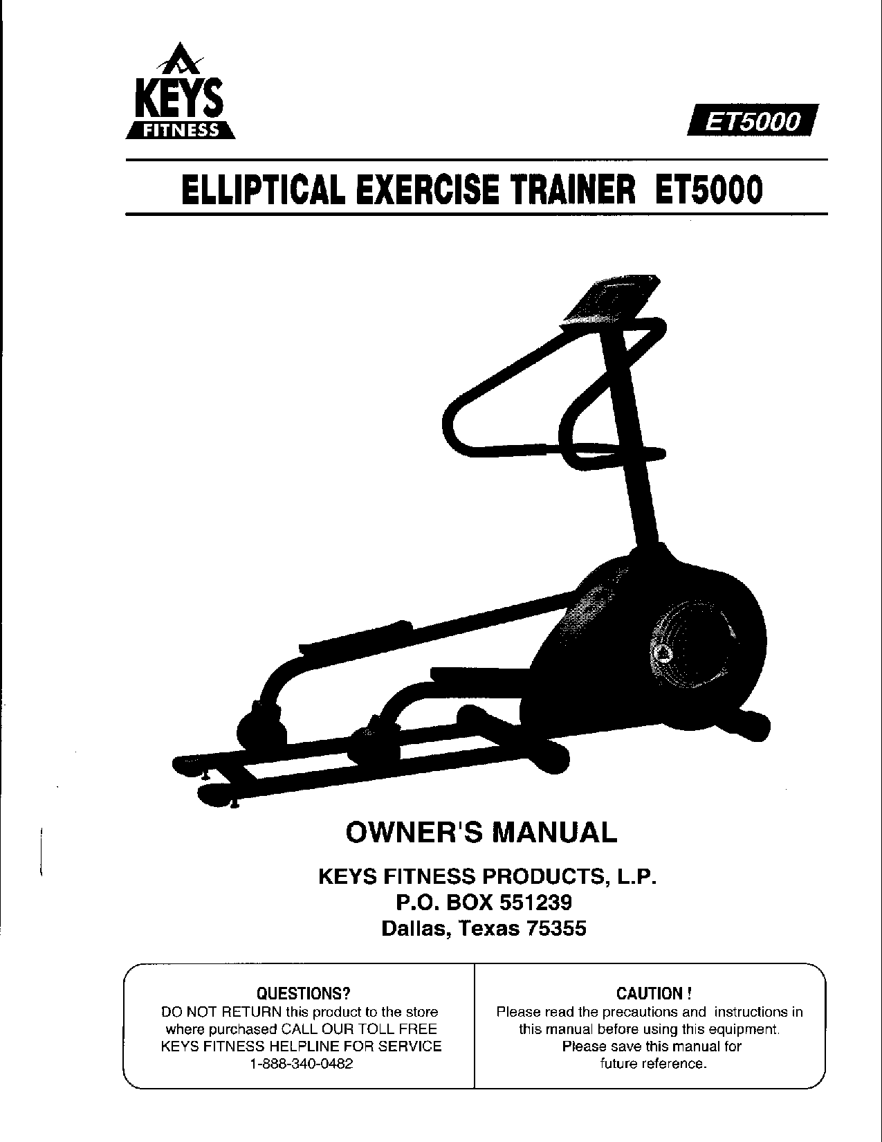 Keys Fitness ET5000 User Manual