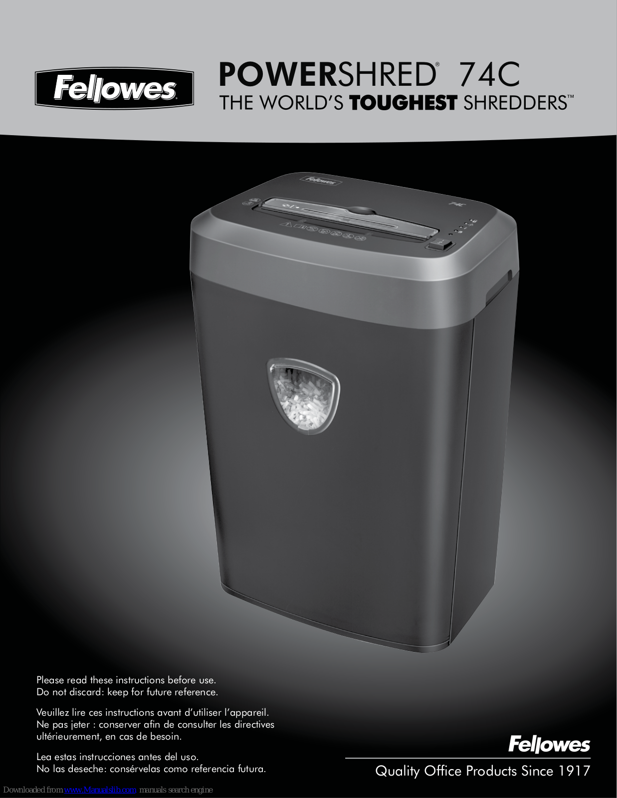 Fellowes POWERSHRED 74C User Manual - ManualMachine.com