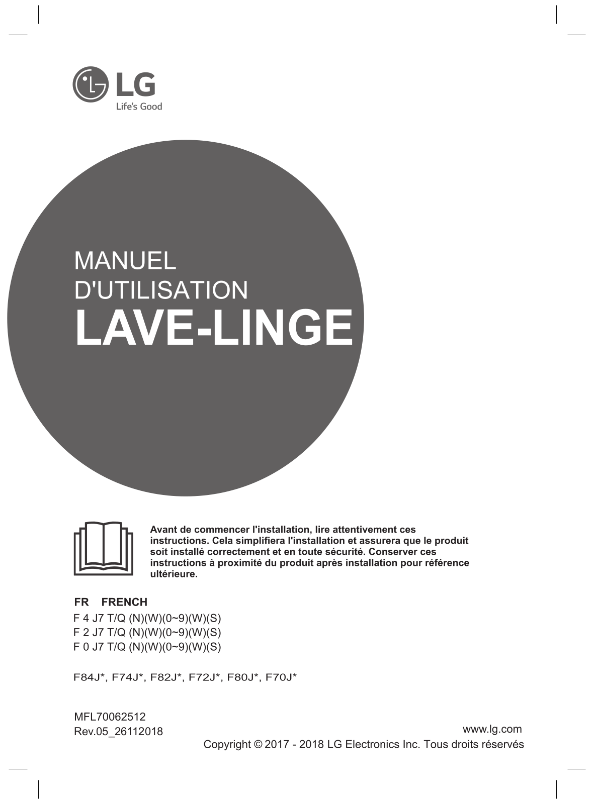 LG F84J71WH User manual