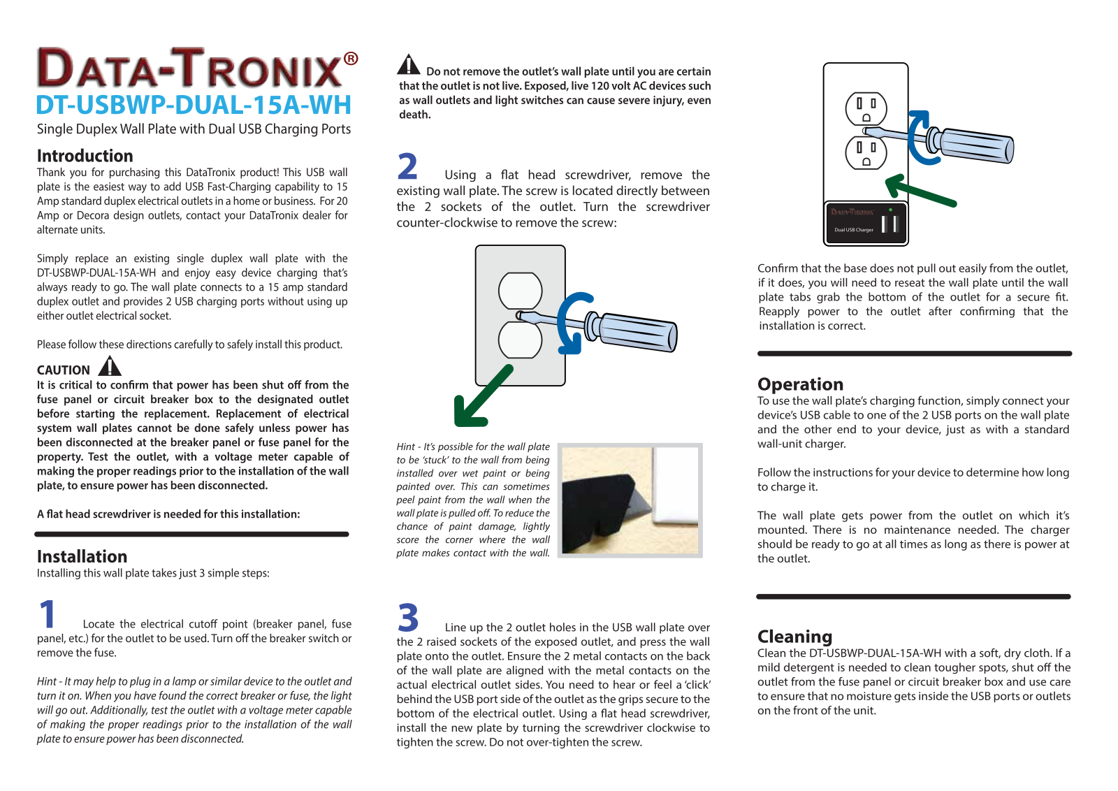 SecurityTronix DT-USBWP-DUAL-15A-WH User Manual