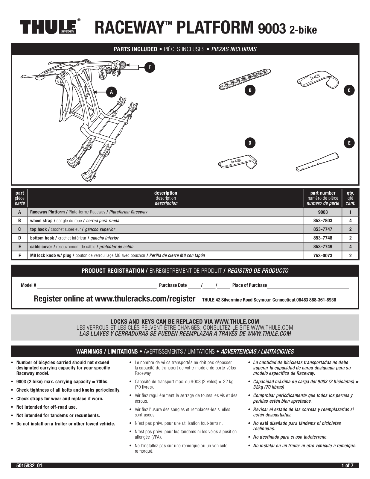 Thule 9003 RACEWAY User Manual - ManualMachine.com