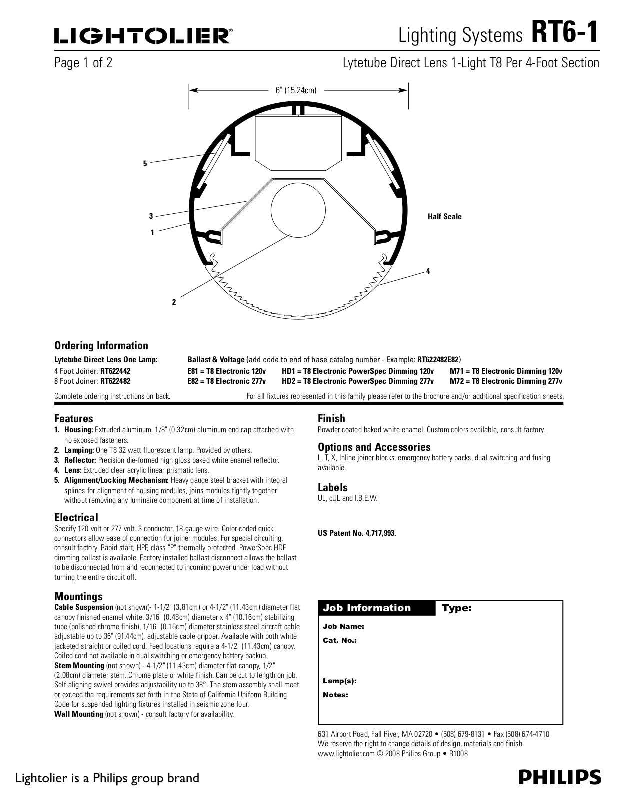 Lightolier RT6-1 User Manual