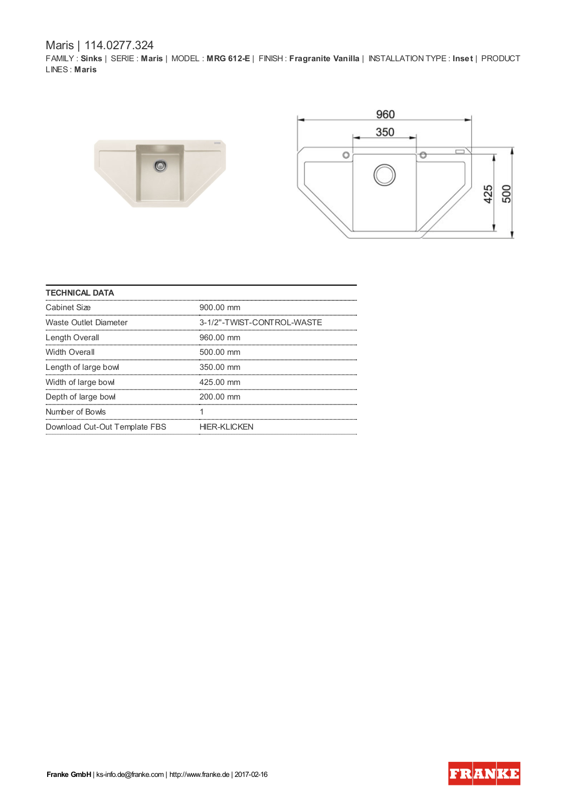 Franke 114.0277.324 Service Manual