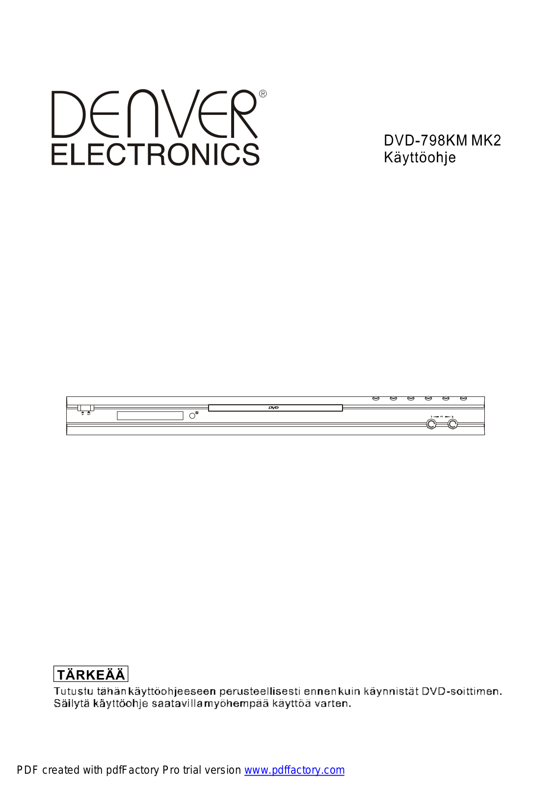 Denver DVD-798KM MK2 User Manual