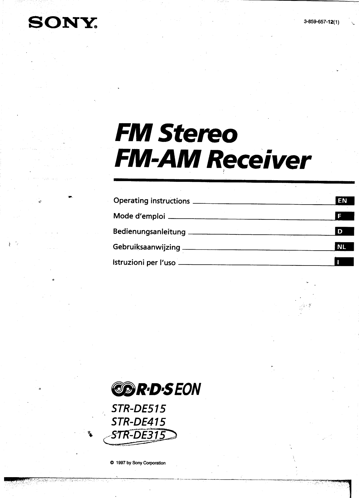 SONY STR-DE315 User Manual