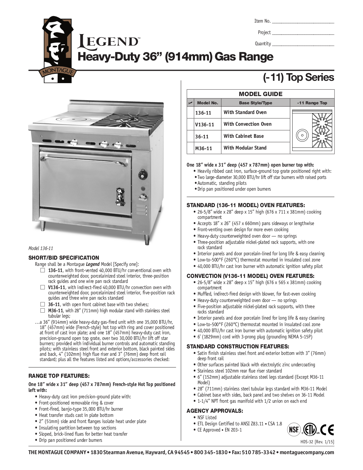 Montague 136-11 User Manual