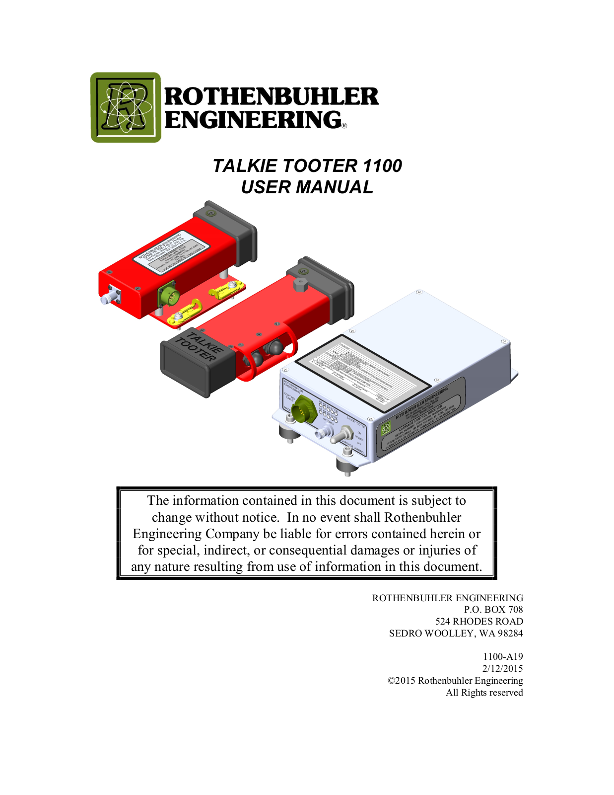 Rothenbuhler Engineering 1100-5 User Manual