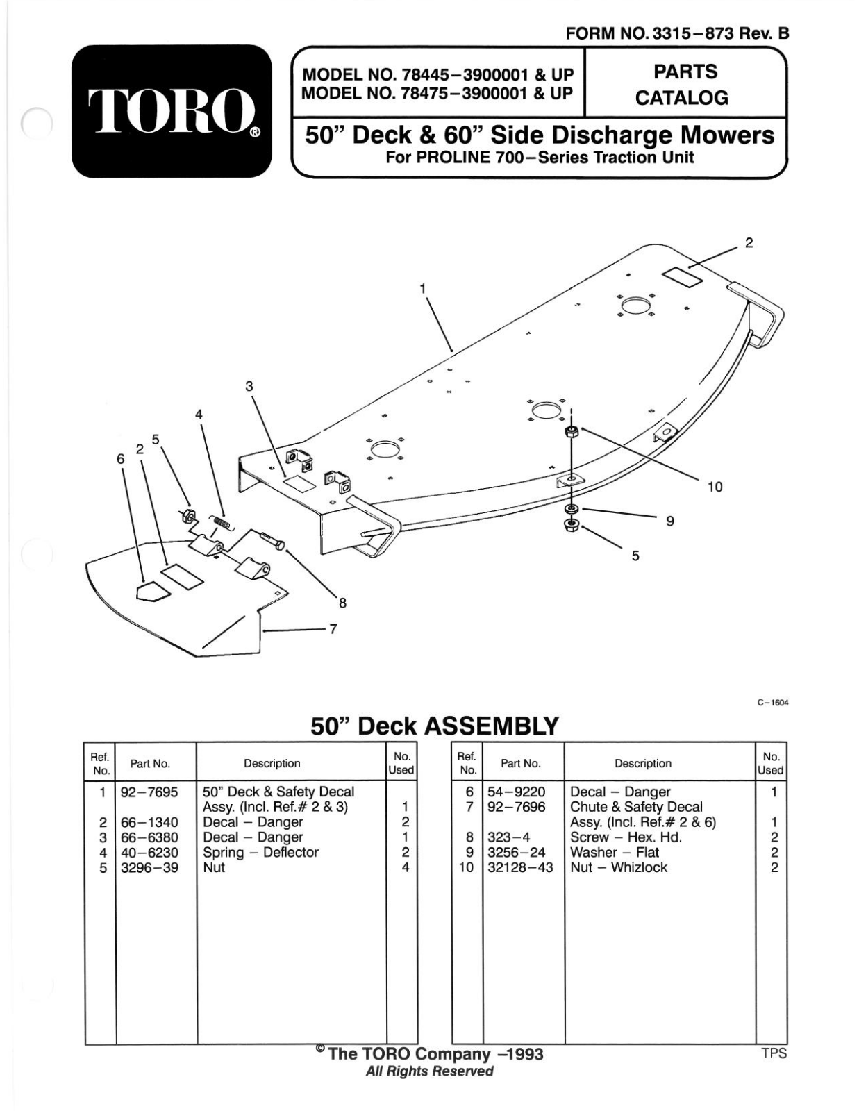 Toro 78445, 78475 Parts Catalogue