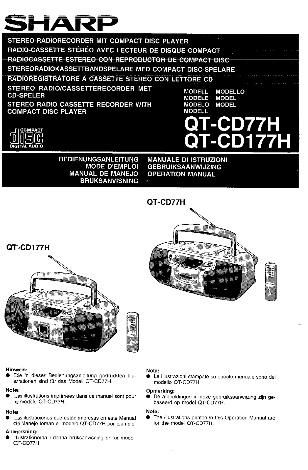 Sharp QT-CD77H, QT-CD177H User Manual